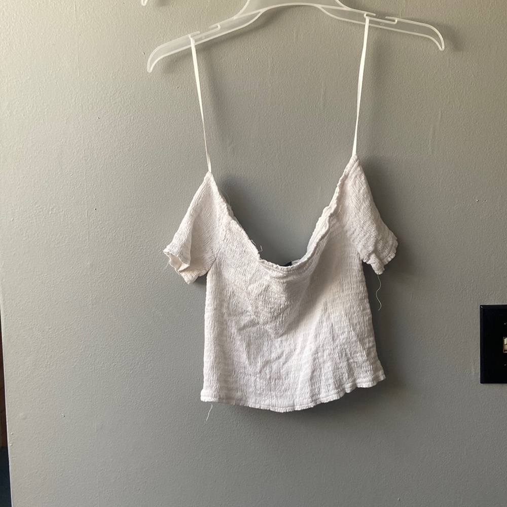 White ruffled, crop top
